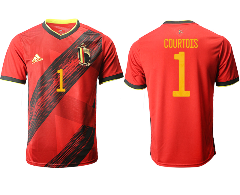 Men 2021 European Cup Belgium home aaa version red #1 Soccer Jersey->customized soccer jersey->Custom Jersey